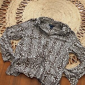 Jones New York Geometric Brown and White Top